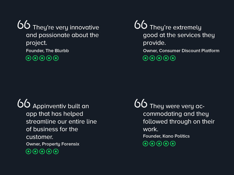 Appinvenitv - Client feedbacks on Mobile App Development Services