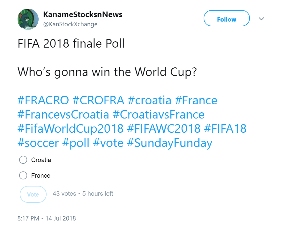 World Cup FIFA 2018 finale Poll