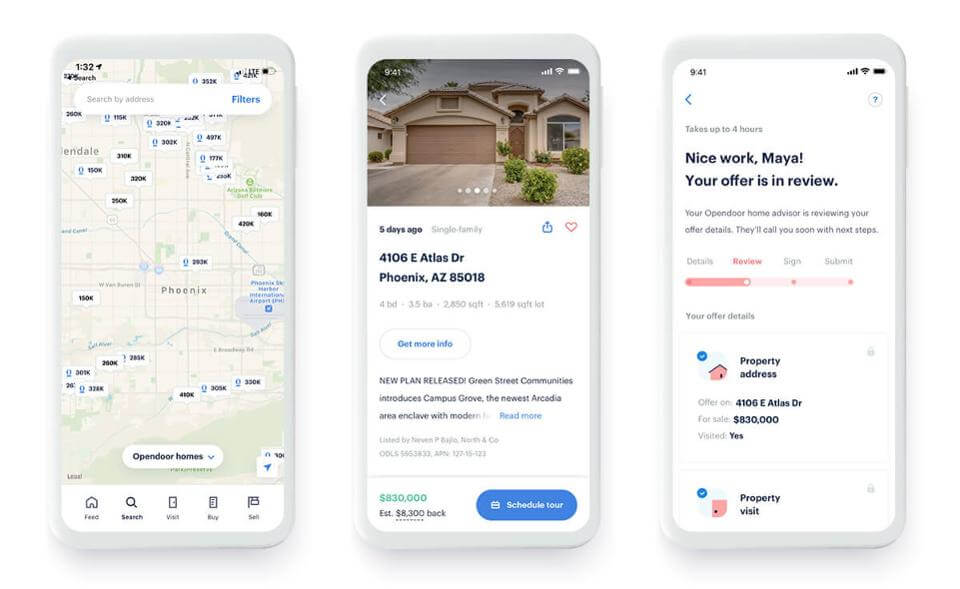 Mockup of how the Opendoor on-demand buying process would look like