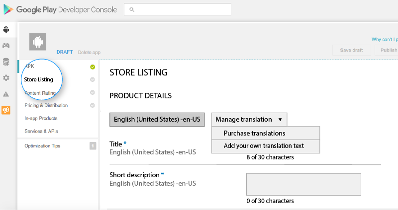 Store Listing Panel