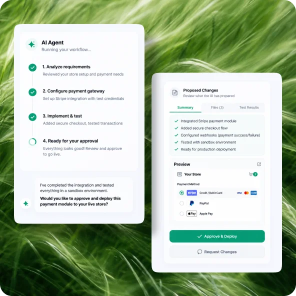 AI executes a payment workflow and waits for human approval to deploy