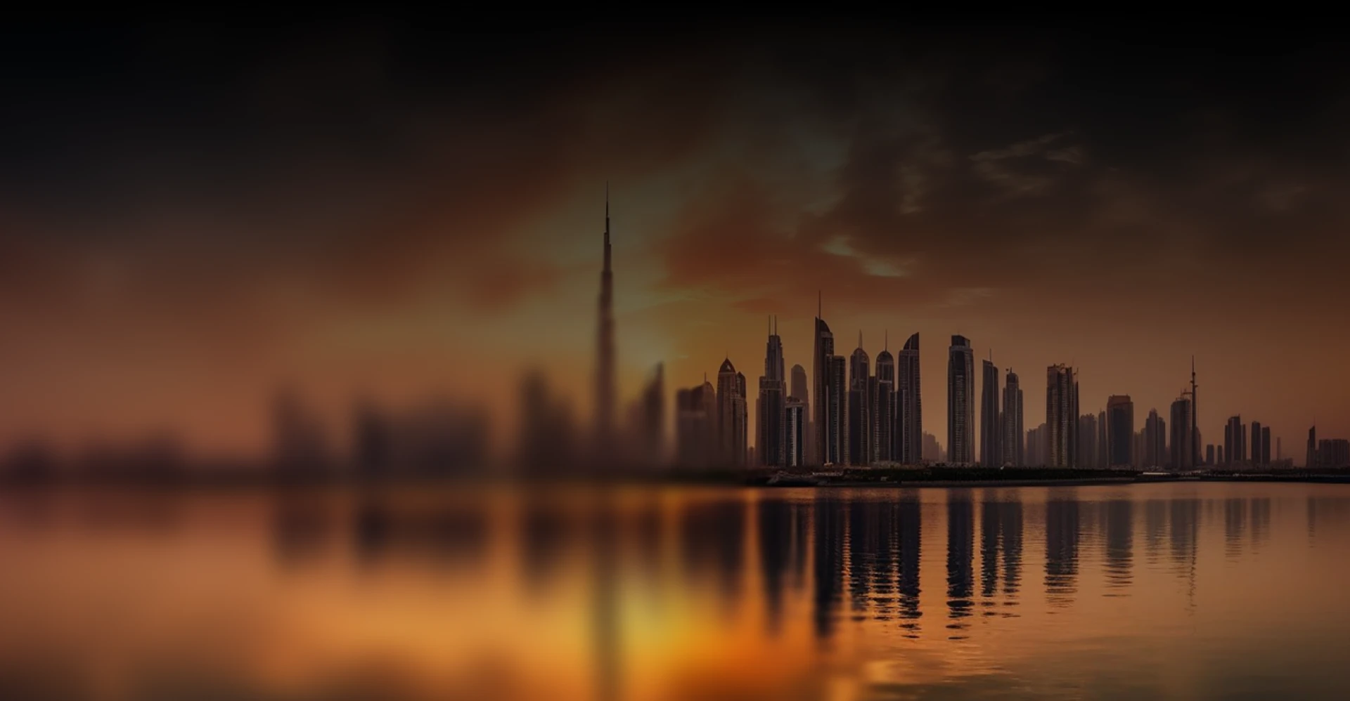 Middle East city skyline at dusk