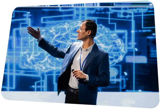 Engineer presenting a live grid intelligence model