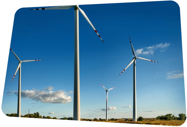 Onshore wind farm under a clear sky