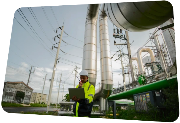 Field engineer inspecting a transmission substation