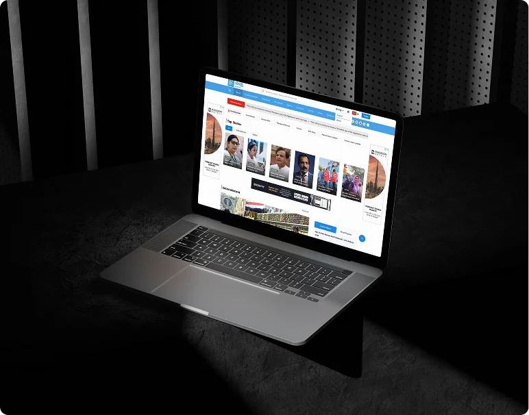 Laptop showcasing Sakshi News experience