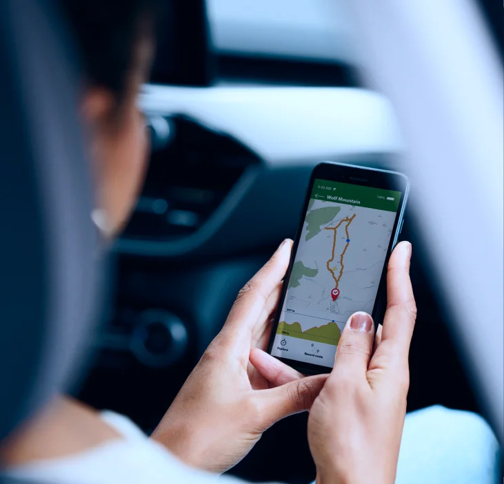 GPS navigation app with real-time routes