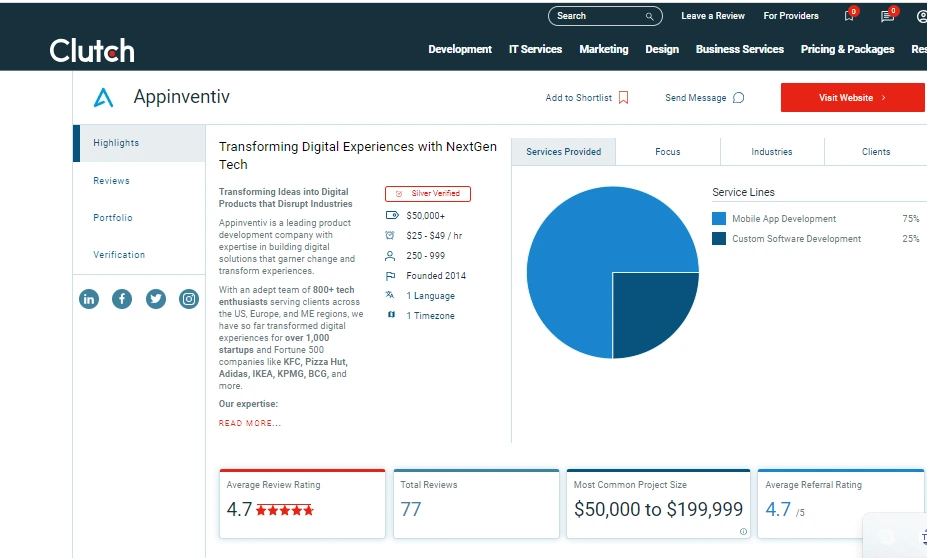 appinventiv profile on clutch