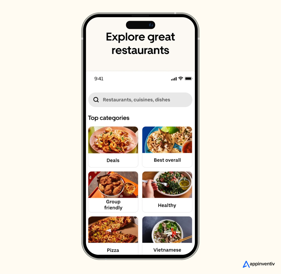 restaurant listing feature in Uber Eats