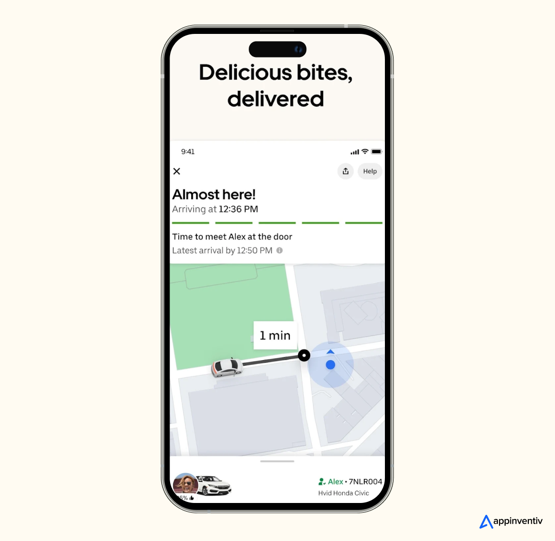 real-time order tracking in Uber Eats app