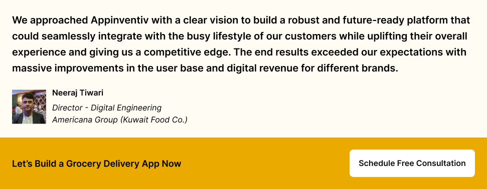 Testimonial of our app development excellence from Americana Group