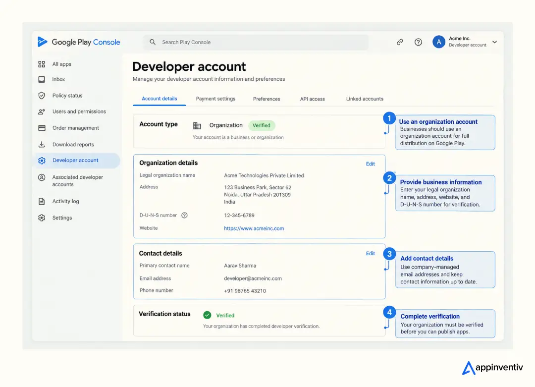 Google Play Developer Account Setup 