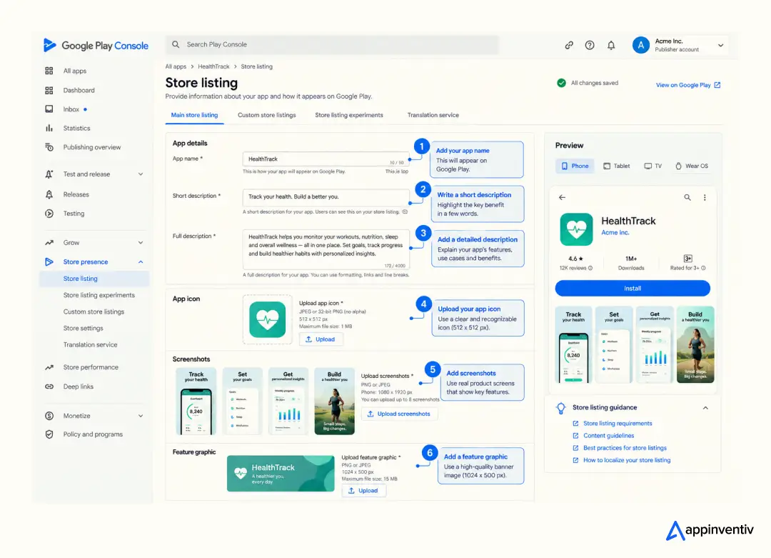 Google Play Store Listing Setup