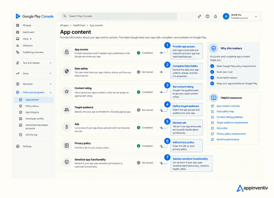 Google Play App Content Compliance