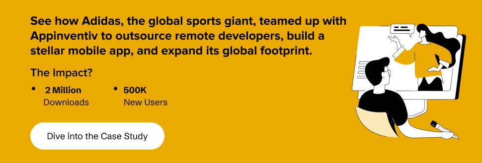 Adidas partnered with Appinventiv to outsource remote developers for building a mobile app 