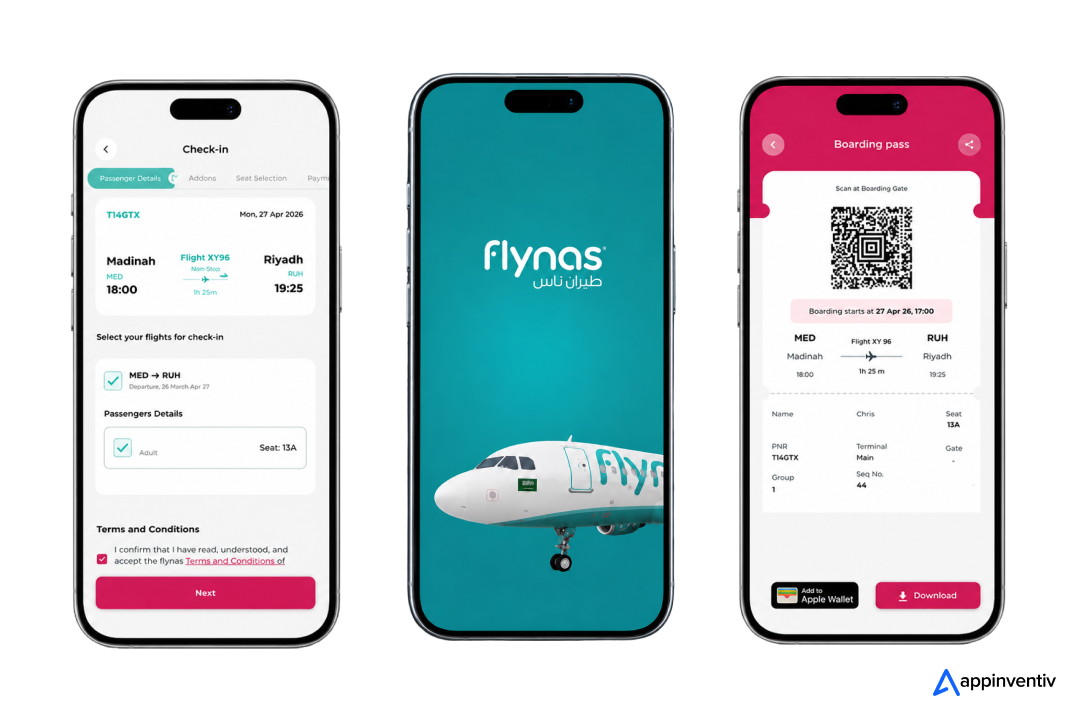 Flynas app screens