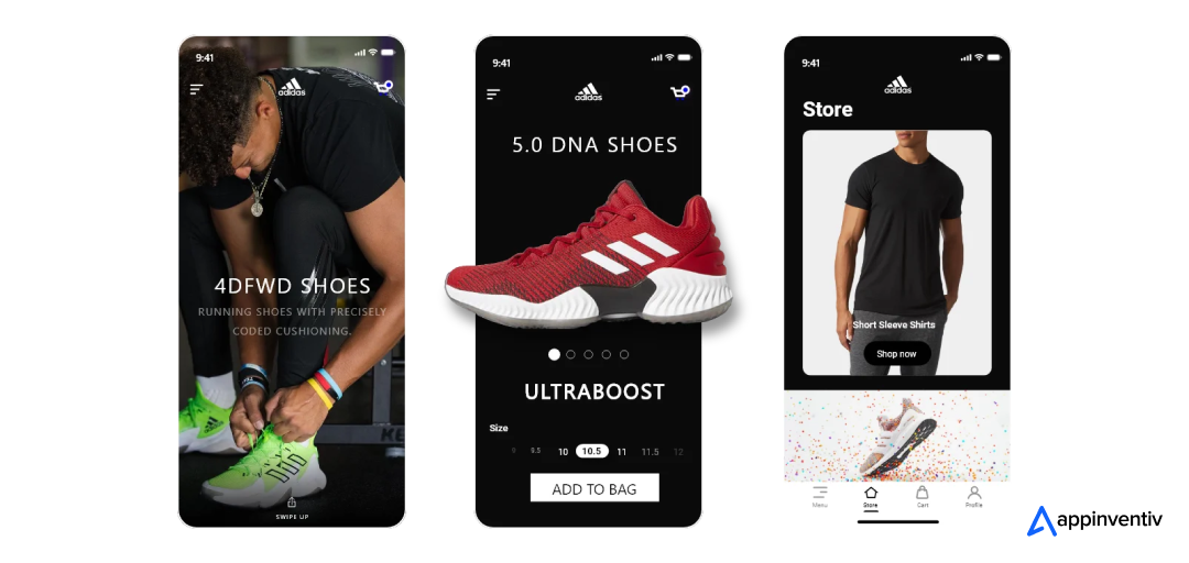 Adidas app screens