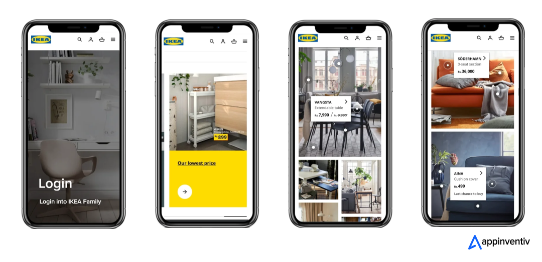 IKEA app screens
