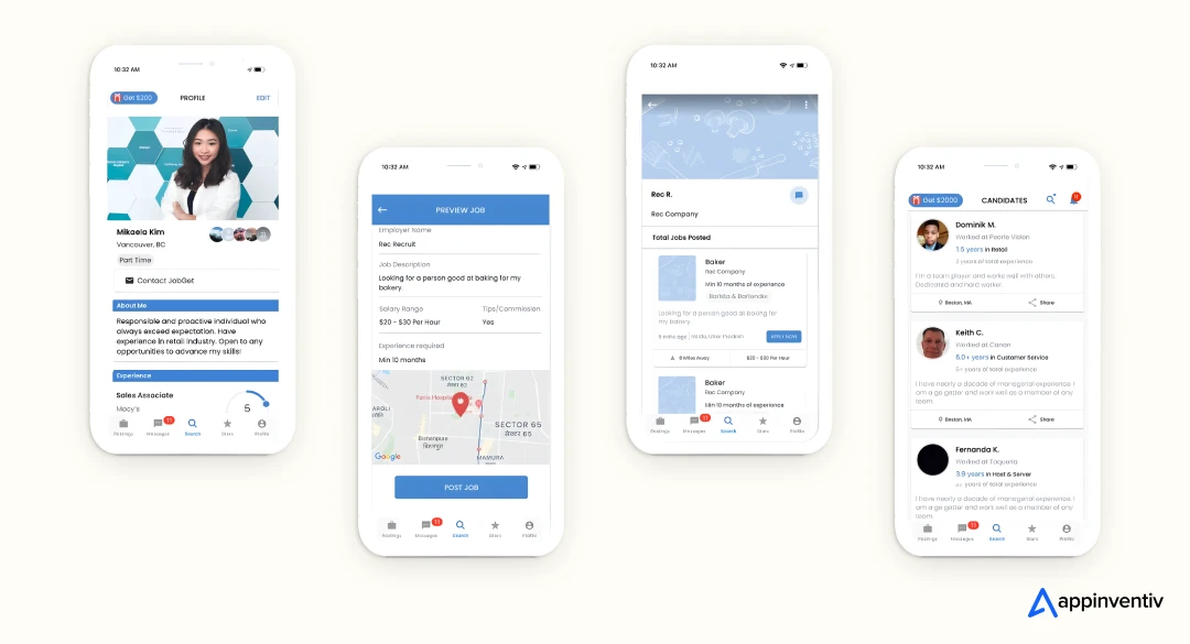 jobget app screens