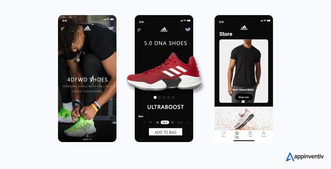 Adidas, meticulously crafted by Appinventiv, significantly expanded their mobile presence with over 2+ million downloads.