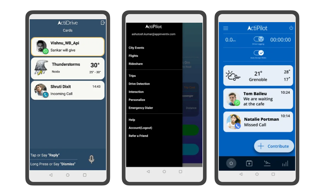 ActiDrive app screens
