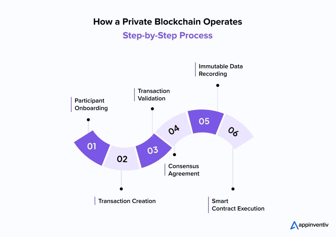 How a Private Blockchain Operates: Step-by-Step Process