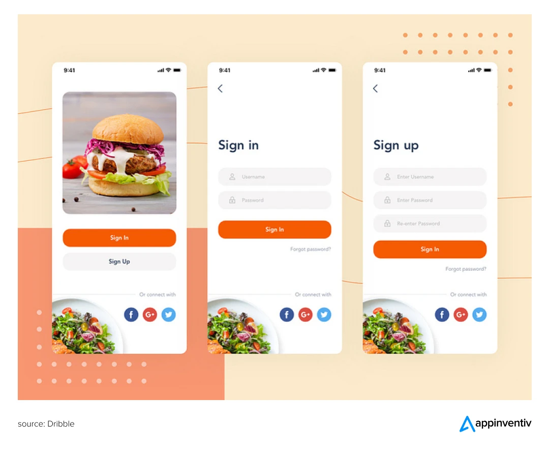 user registration in food delivery app