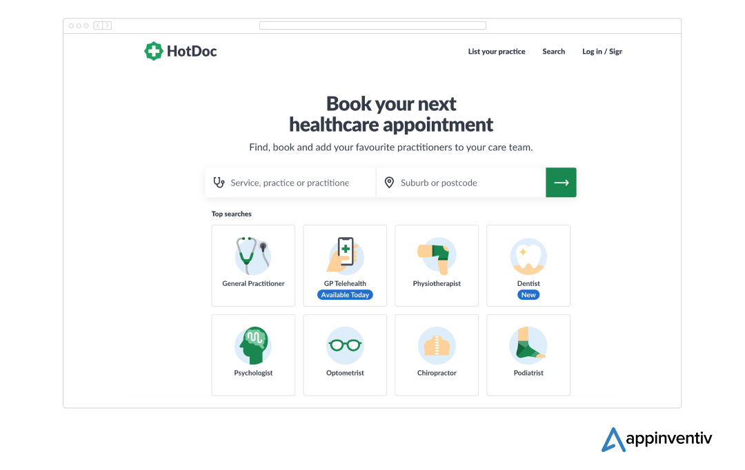  HotDoc appointment scheduling app