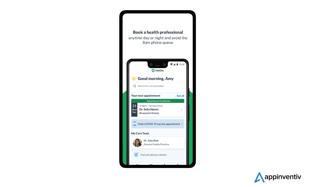 appointment booking feature in a healthcare app
