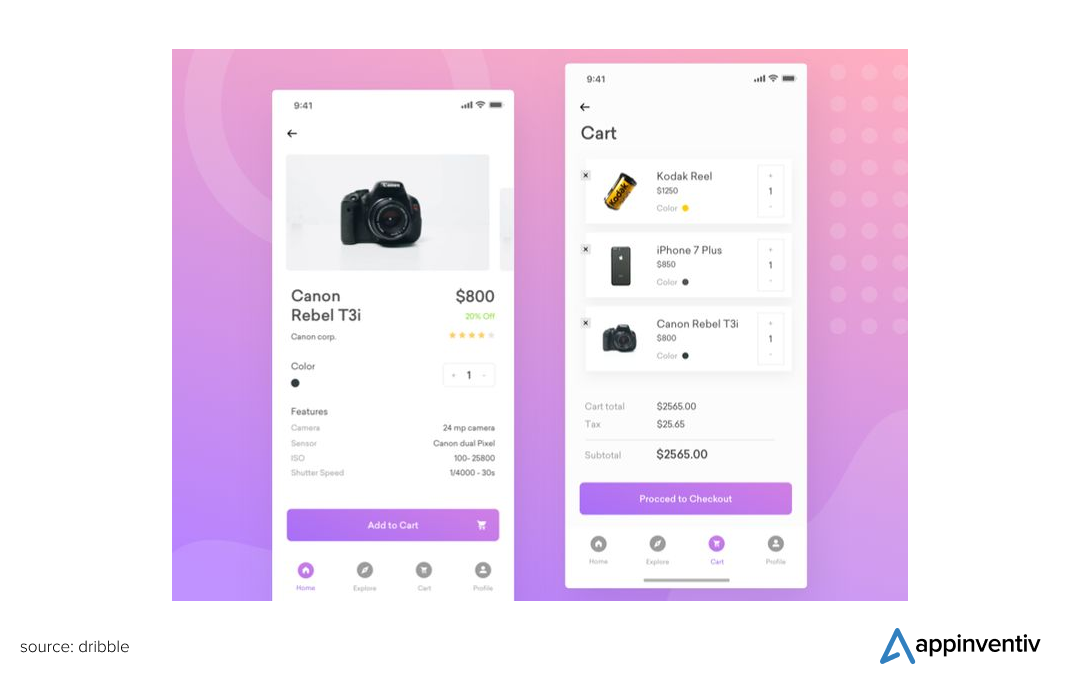 add to cart feature in D4D app