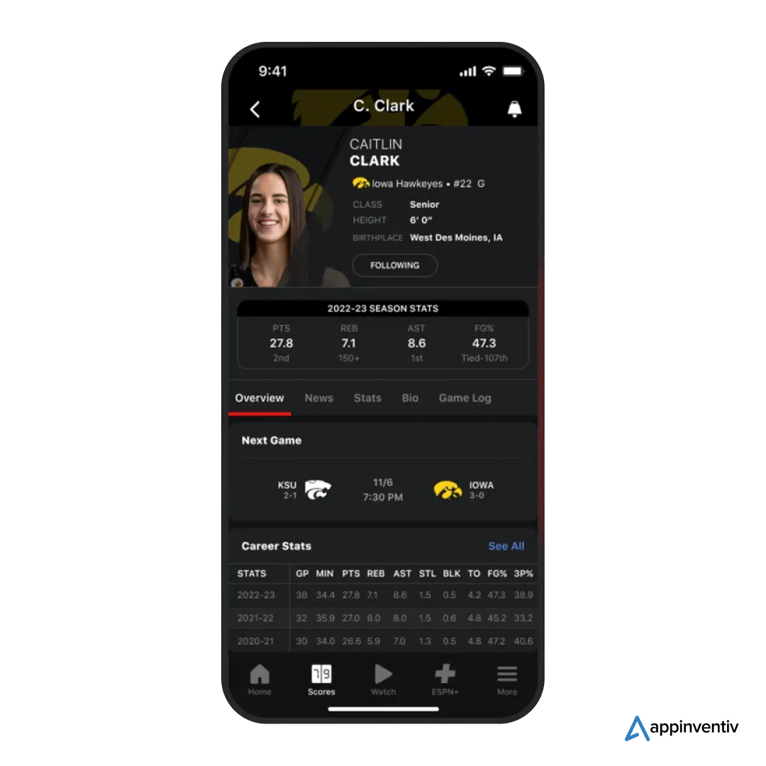 Personalized Feature for An App Like Eurosport