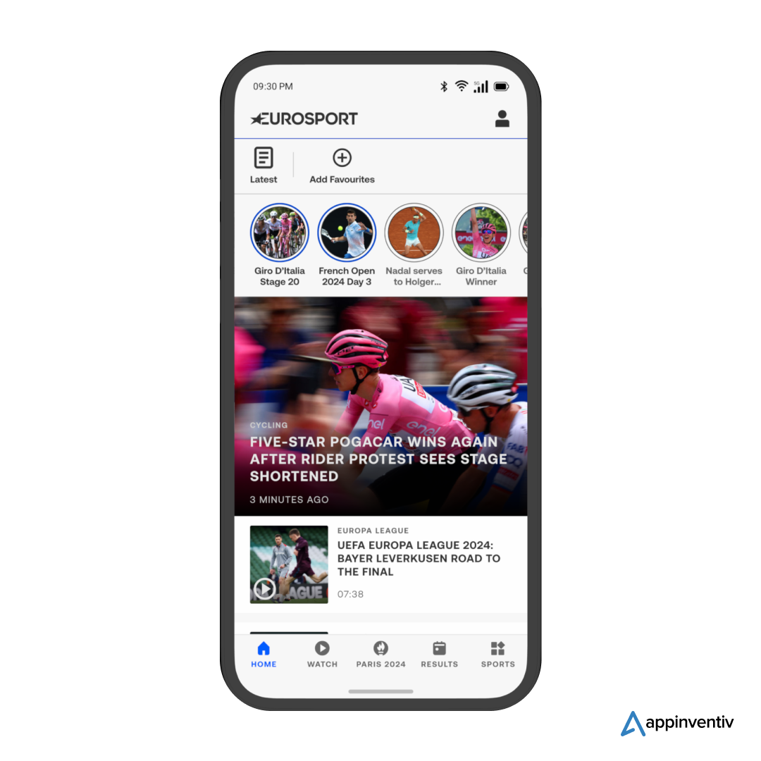 Live Streaming Feature for An App Like Eurosport