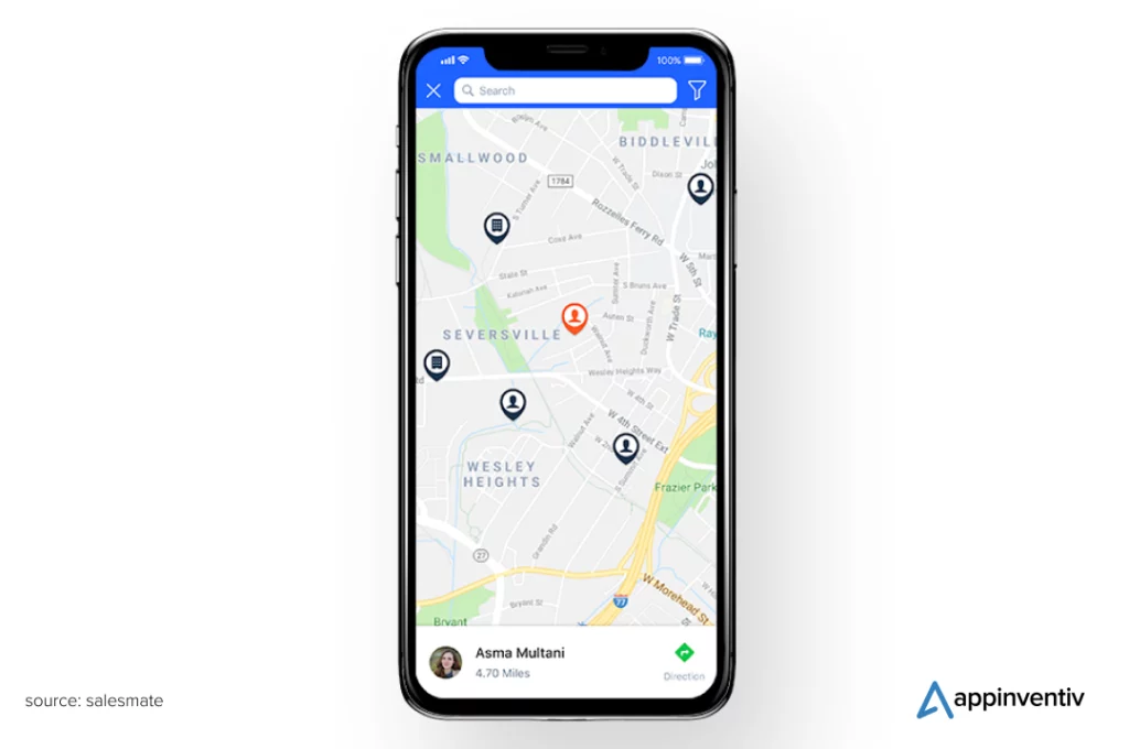 geolocation feature in a Mobile CRM 