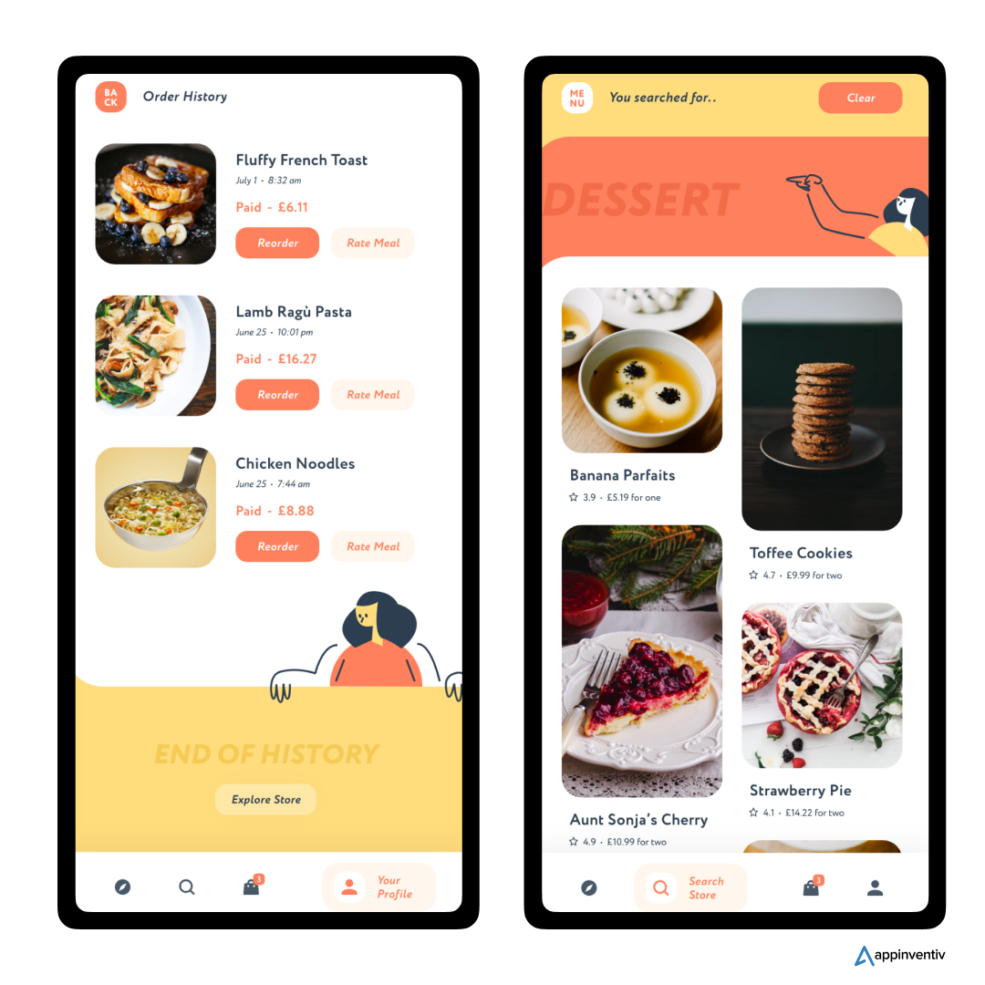 Rating feature on developed food delivery app