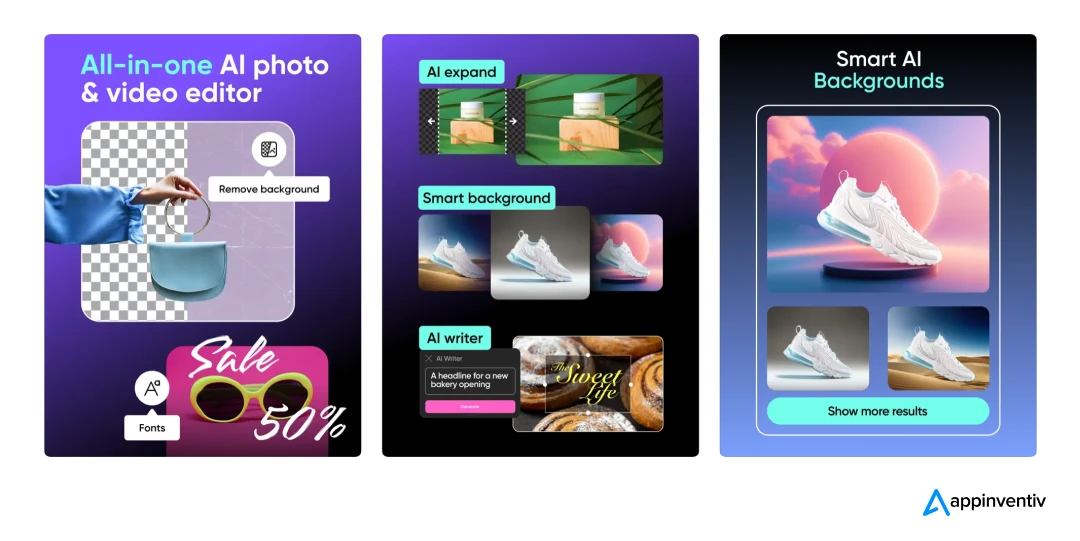 PicsArt AI Photo Video Editor App screens