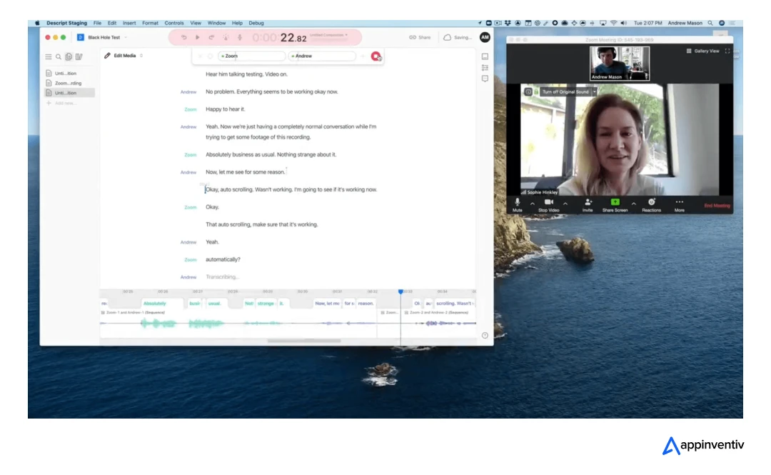 AI-Powered Transcription feature in an app like Descript