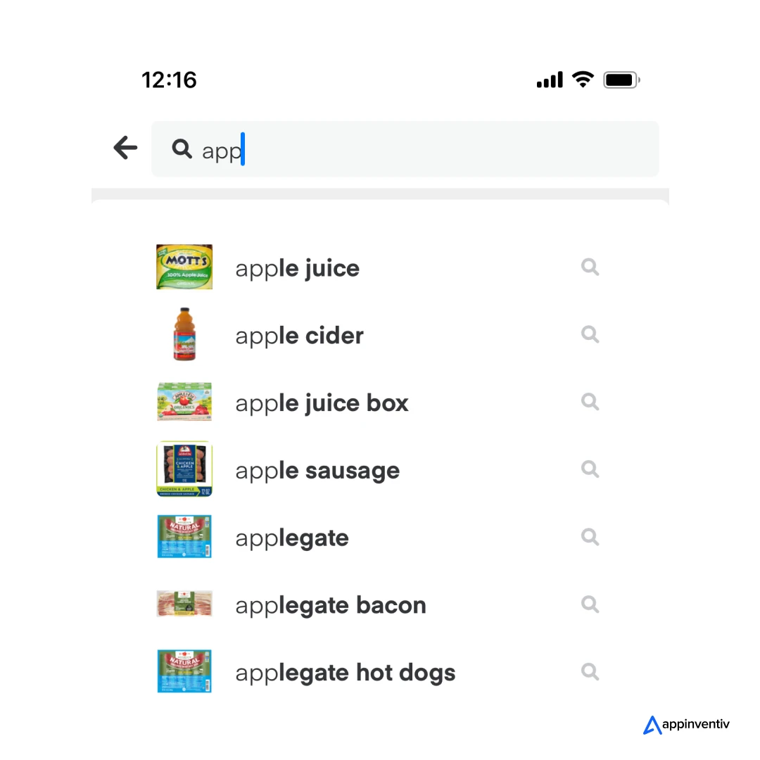 search functionality in an on-demand retail app