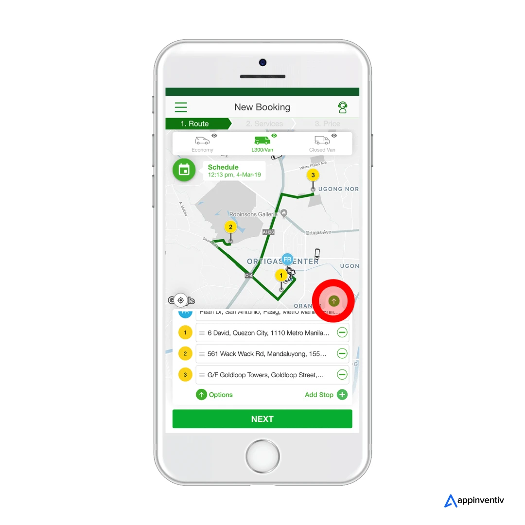route optimization feature in an on-demand retail app