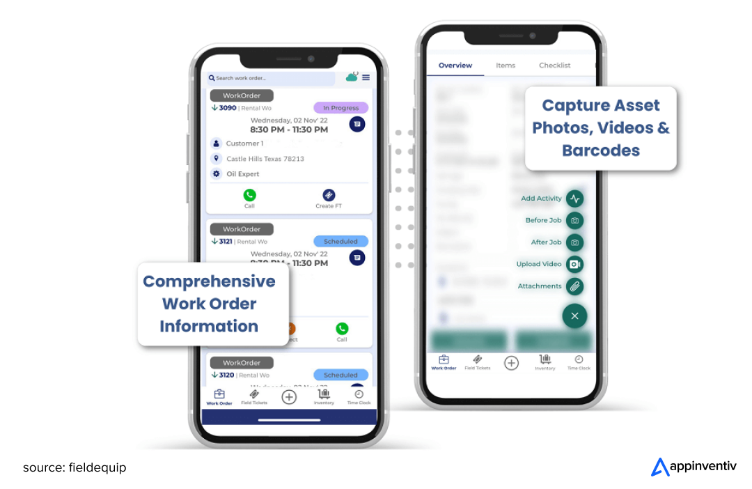 Mobile accessibility feature in oil and gas FSM software