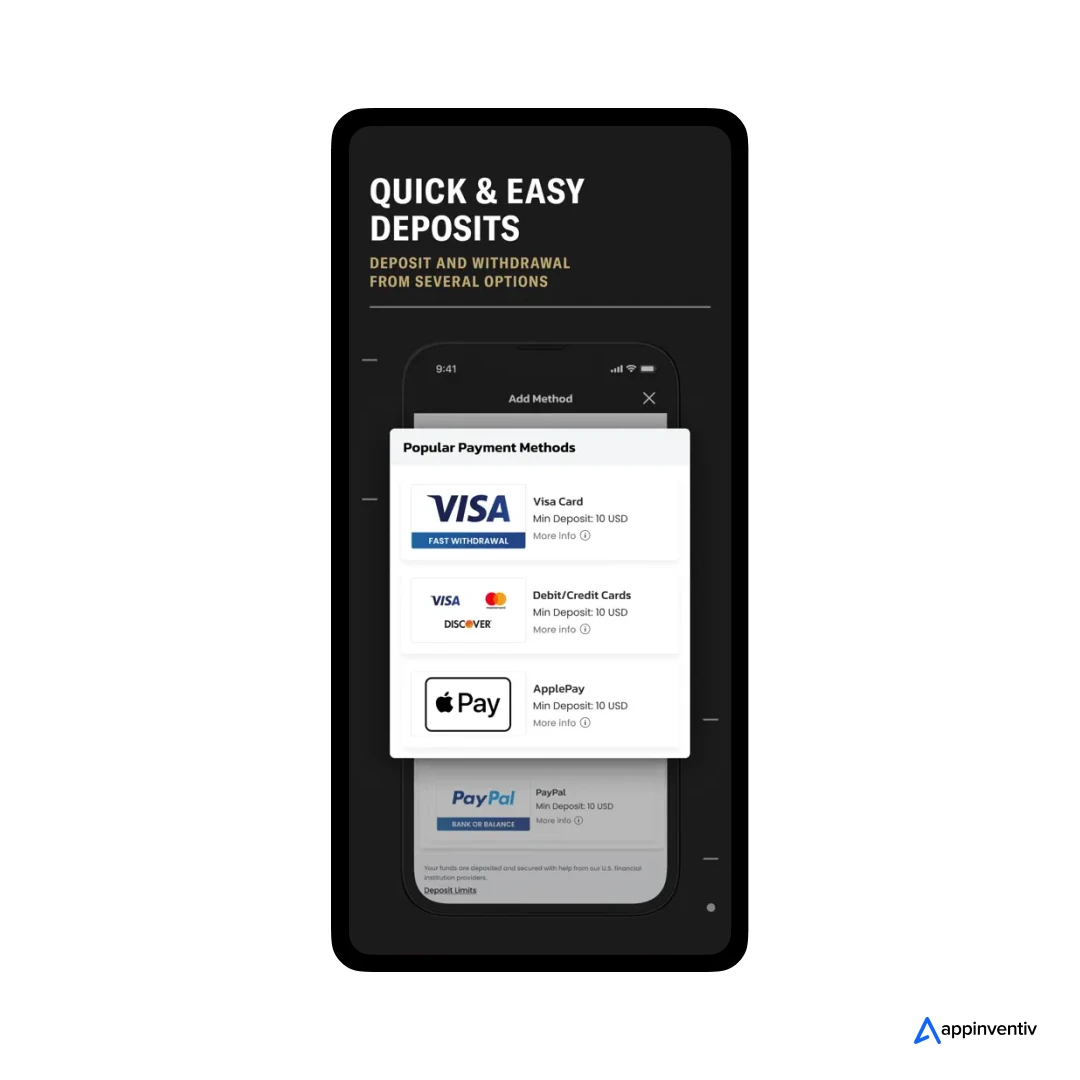Quick Deposit & Withdraw Feature