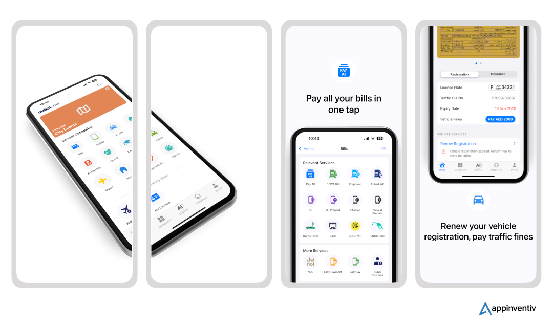 DubaiNow app screens