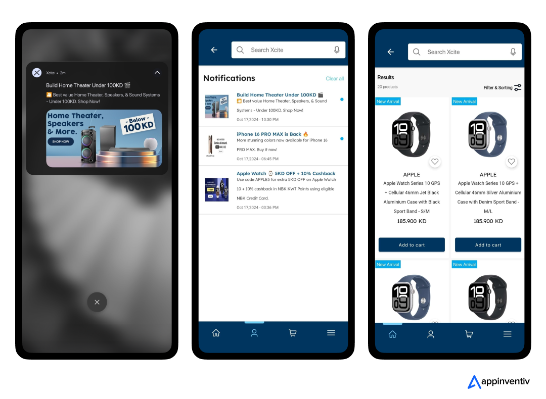 Push Notifications & Alerts ensure sales opportunities.