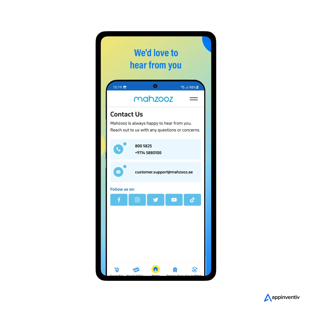 User support feature for developing an app like Mahzooz