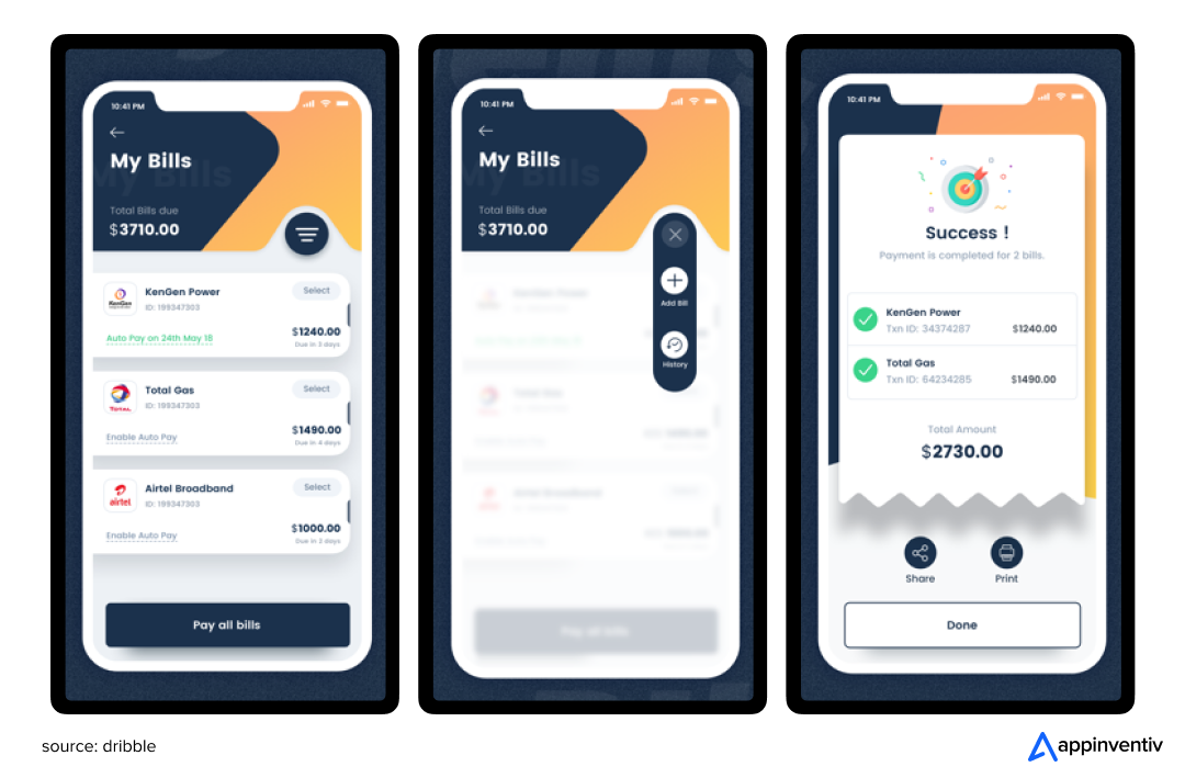Bill Payments in banking apps