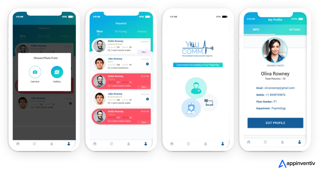  Youcomm app screens