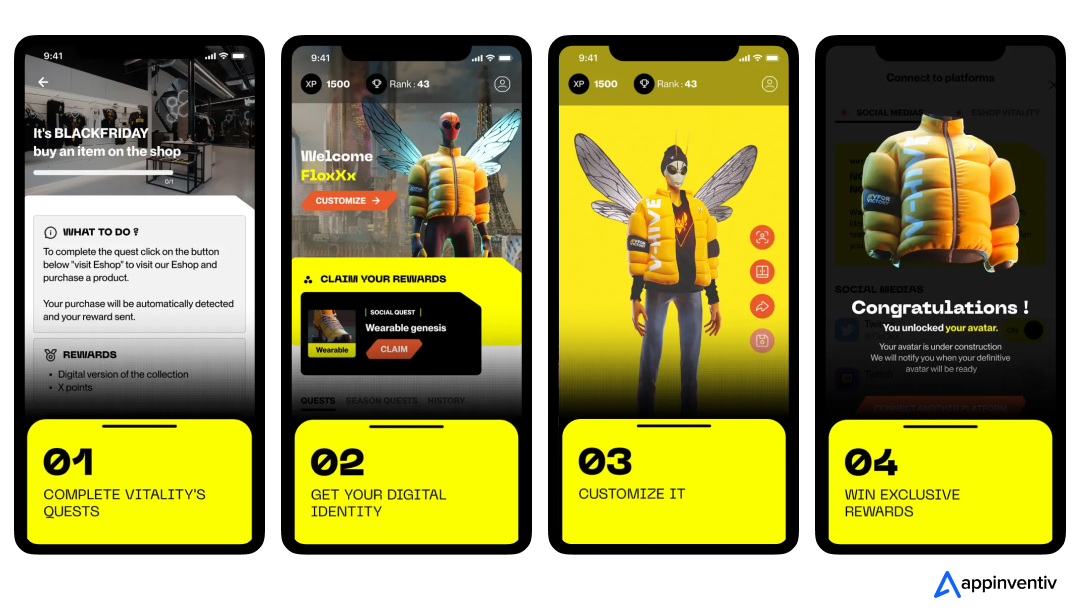 V Hive app screens