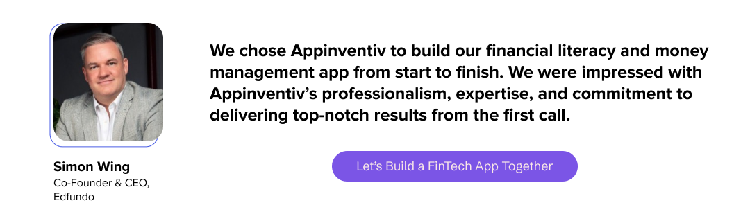 Testimonial from Edfundo, a FinTech app we developed