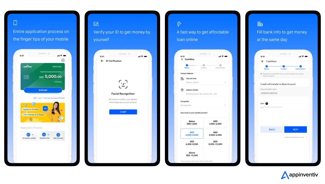  cashnow app screens