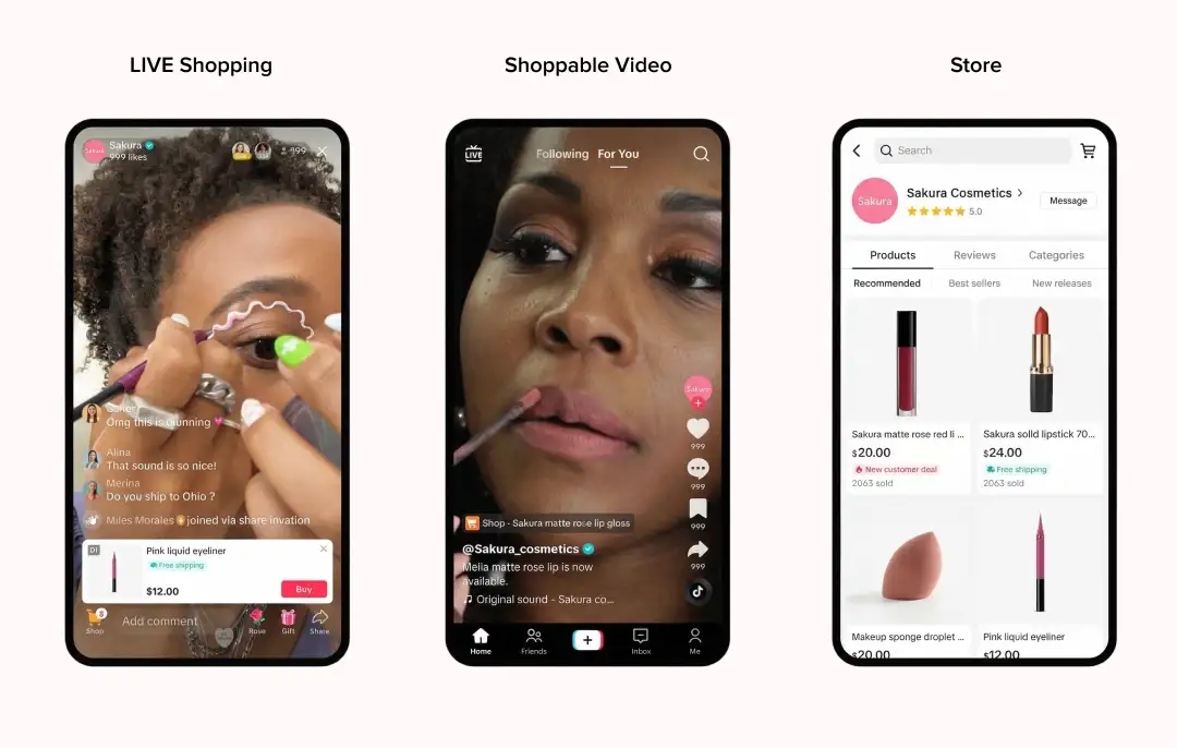 TikTok Shop’s shoppable videos, live commerce and Shop tab visual