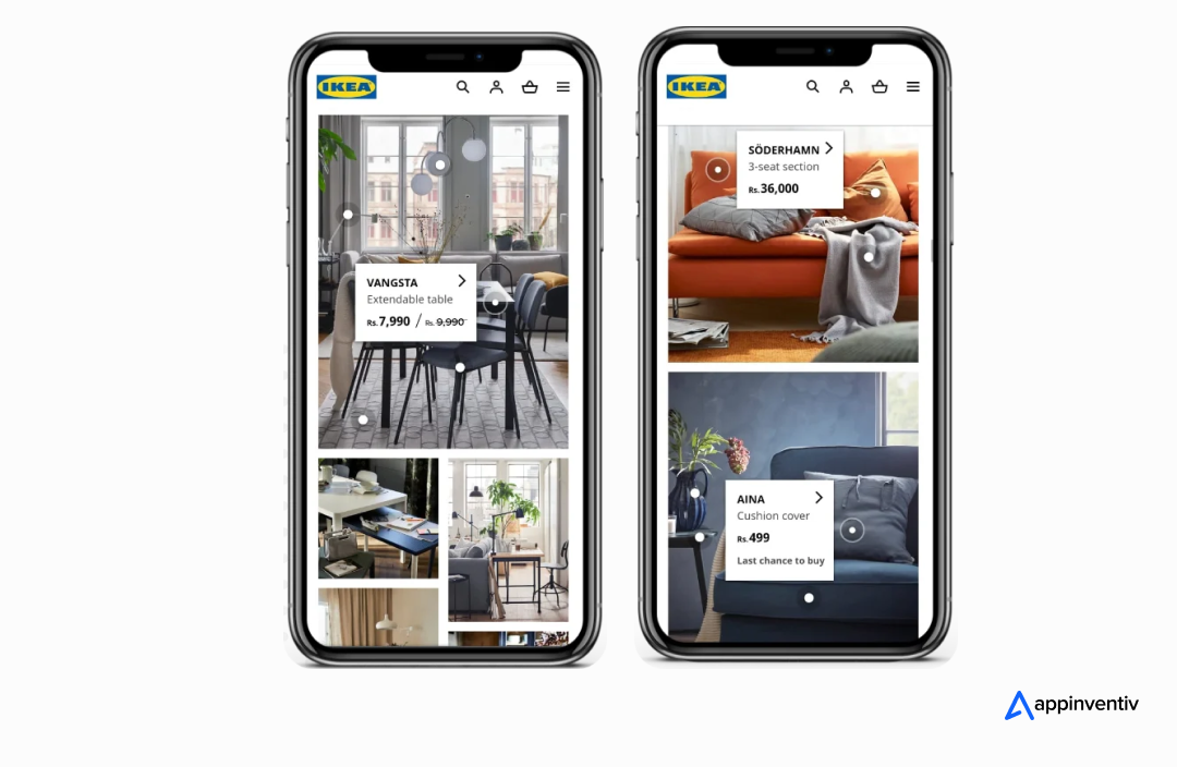 IKEA app screens IKEA app screens